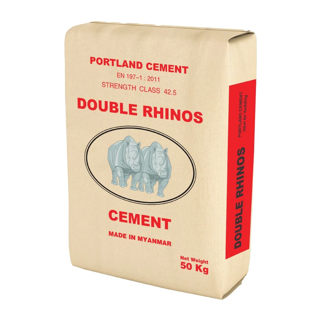 Double Rhinos Portland Cement 50 kg bag produced by KTK