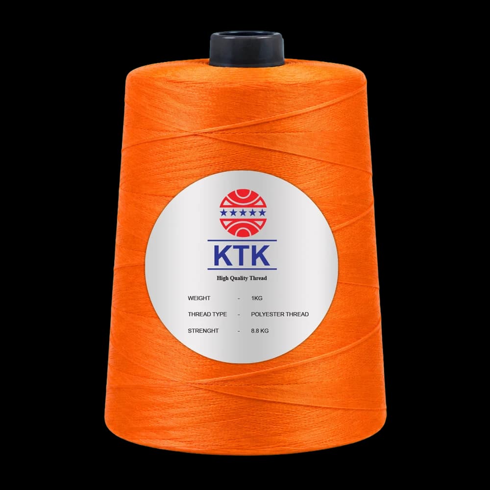 KTK High Quality Thread cone in orange, showing the KTK label with weight, thread type and strength